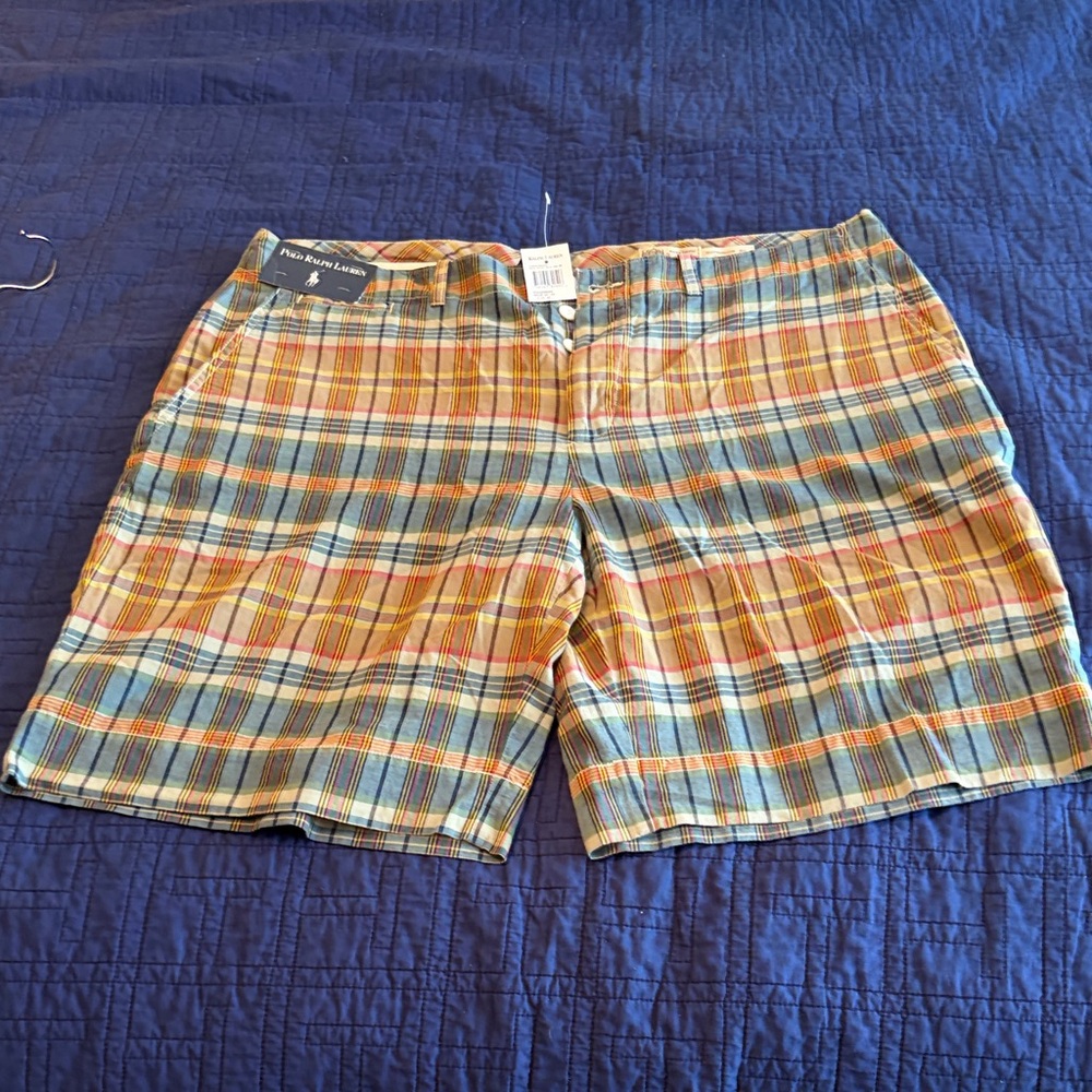 Polo by Ralph Lauren Yellow and Blue Plaid Men's Shorts